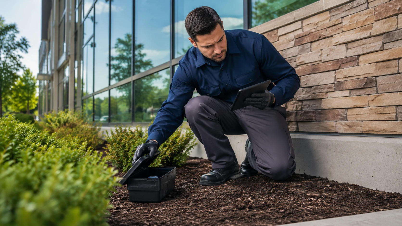 New England pest control rodent monitoring and bait station inspection